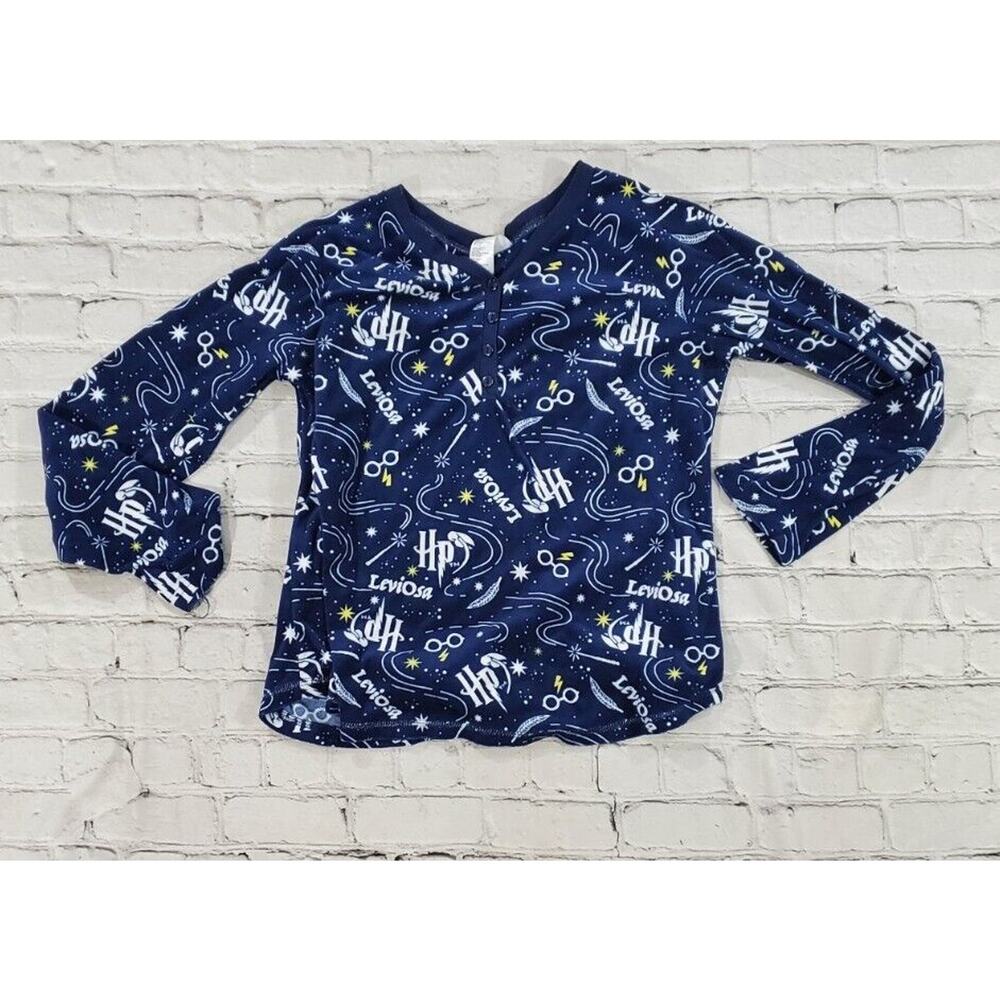 Harry Potter Sleepwear Shirt Blue Graphic Print All Over Leviosa WOMENS SIZE M